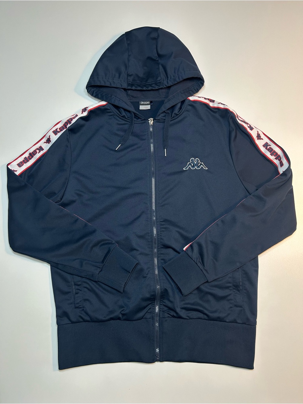 Kappa Navy Blue Taped Logo Sleeves Full Zip Track Jacket Hoodie